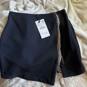 Zara diamanté sparkle tassel black skirt BNWT